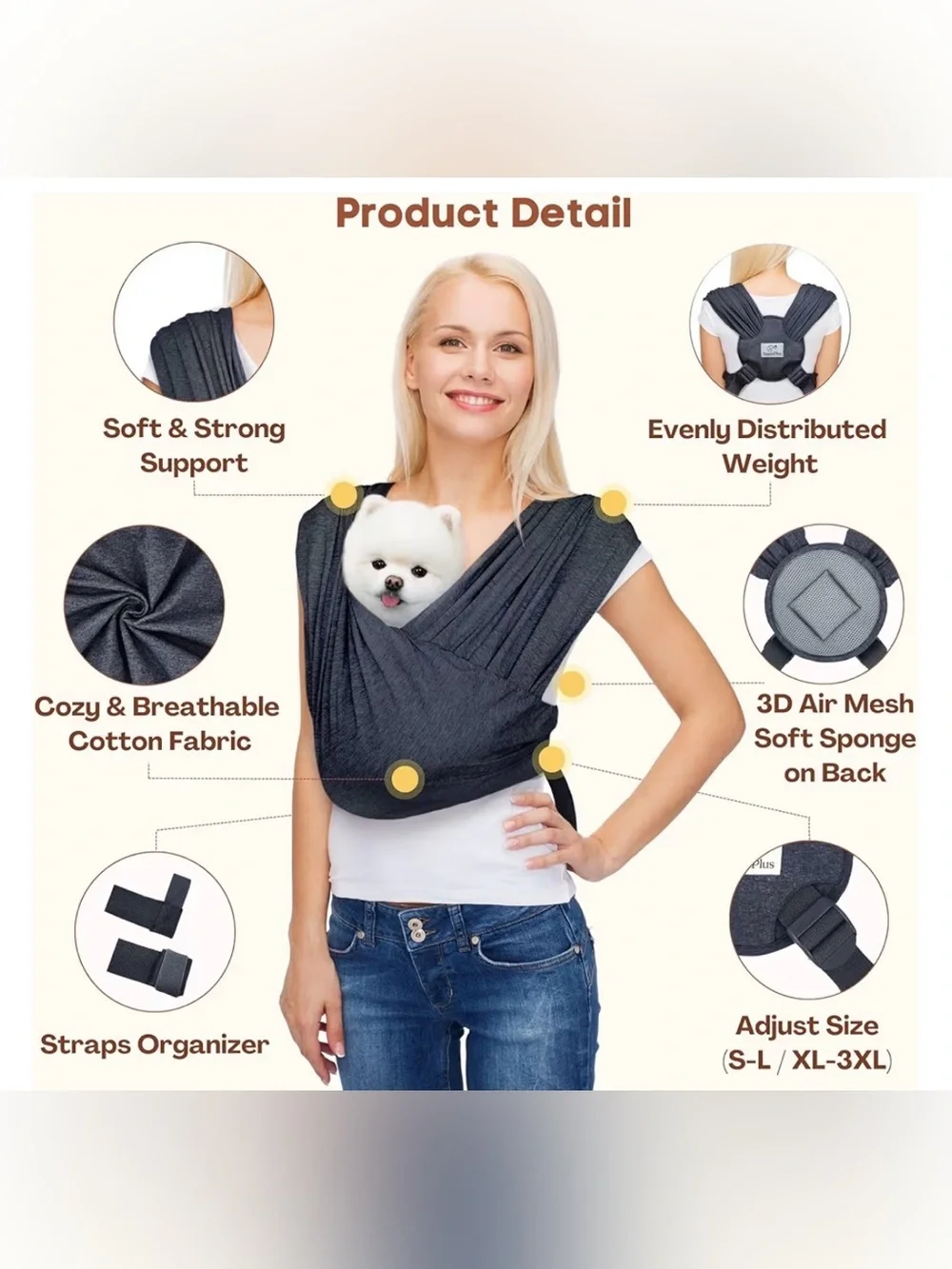 AnccoPlus Hands Free Dog Carrier Wrap
